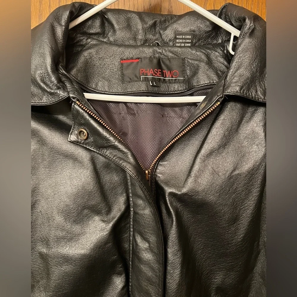 Phase Two Heavy LEATHER Hooded Coat Anorak Windbreaker Men’s Large, Women’s XL
